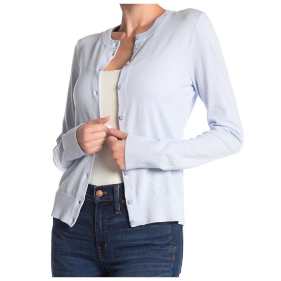J. CREW Blue Button Front Crew Neck Cardigan - Picture 2 of 7